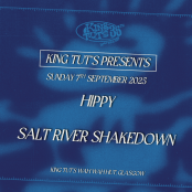 white text on blue background
